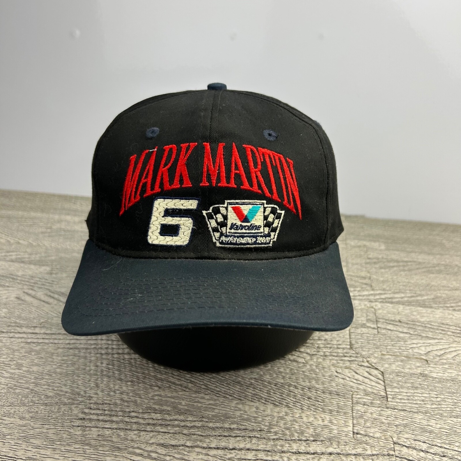 Vintage 90s Mark Martin Hat Cap Snap Back Adjustable Black Nascar 6 Racing Vavo